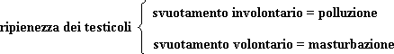 Ripienezza dei testicoli: svuotamento involontario = polluzione; svuotamento volontario = masturbazione.